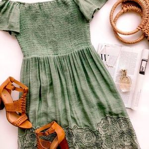 NWT l love off the shoulder lace dress large